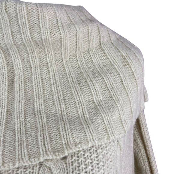 Smartwool Merino Off Shoulder Sweater S Cable knit cream beige chunky - Picture 8 of 12